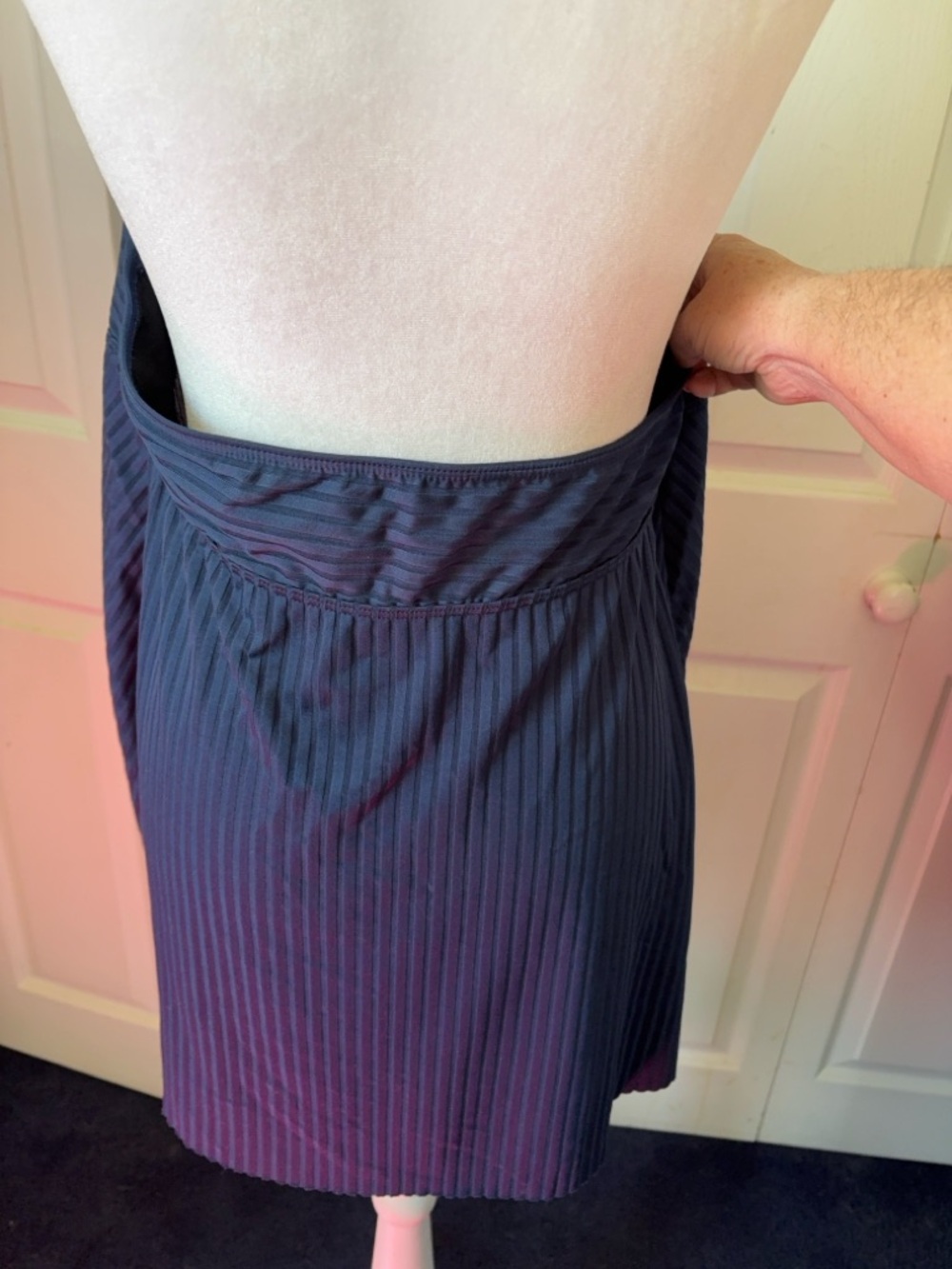 Women’s Navy Ruffled Halter Swim Top - Picture 2 of 3